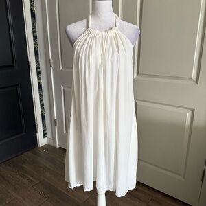 Elan White Halter A-line Mini Dress with Pockets Size S